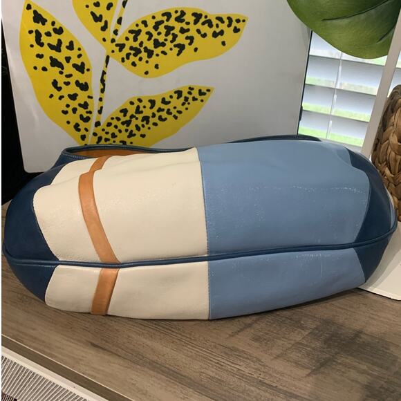 RARE Vintage COACH Distressed Striped Color Block Hobo Shoulder Bag w/ Wristlet - Picture 8 of 16